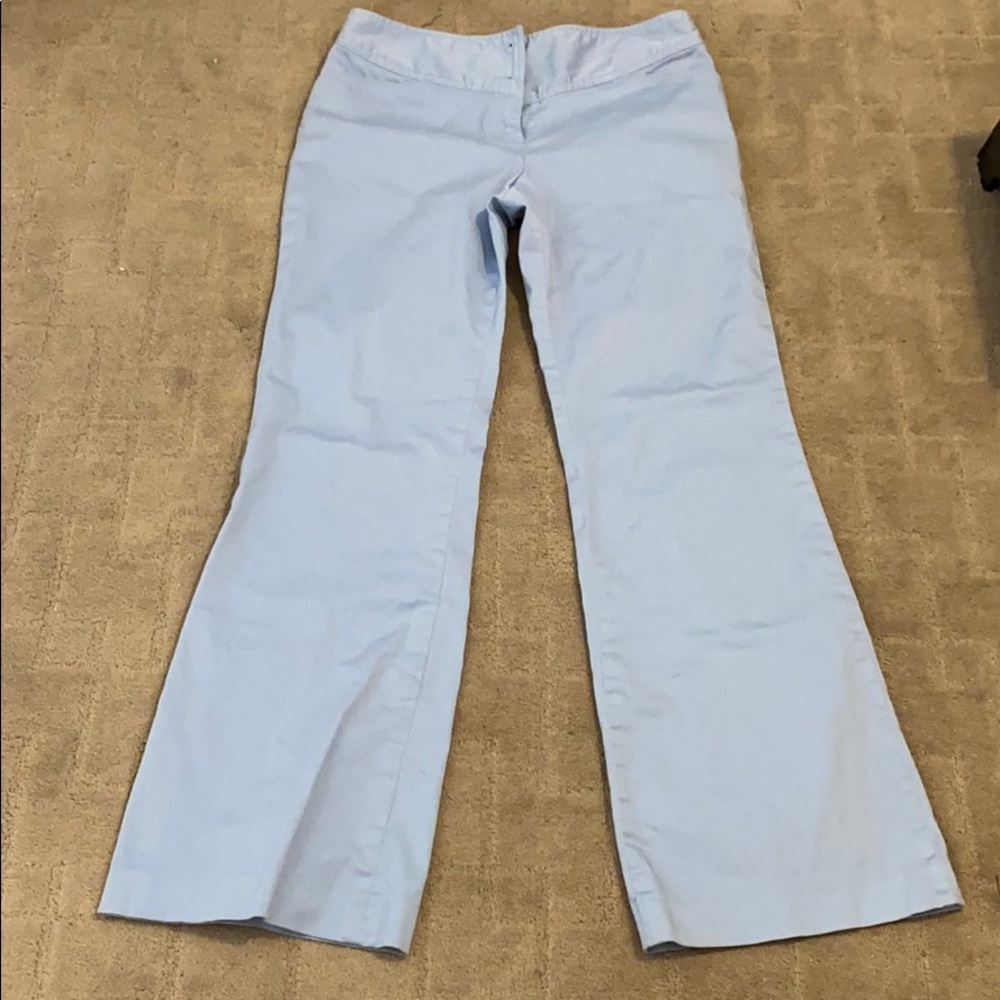 Nicole: Size 8 petite, light blue pants.